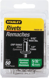 STANLEY PAA58-5B Pop Rivet, Reusable, 1/2 in Grip, 5/32, Aluminum